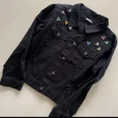 ANAP ビジュー付き ブラックデニムジャケット　ダメージ