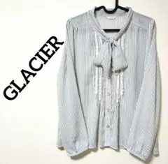 ✨️限定SALE✨️GLACIERグラシア　トライプ リボン付き 長袖ブラウス