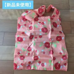 【新品未使用】エコバッグ　お花柄　オレンジ　赤　シンプル　折りたたみ