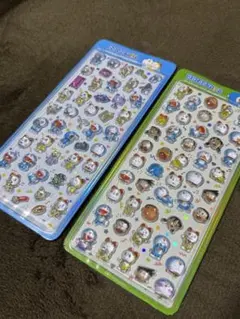 【韓国直輸入！】ドラえもん　3Dクリスタルステッカーシール　｛青、緑各１枚｝