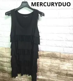 MERCURYDUO ノースリーブ プリーツフリルチュニック ブラックのサムネイル