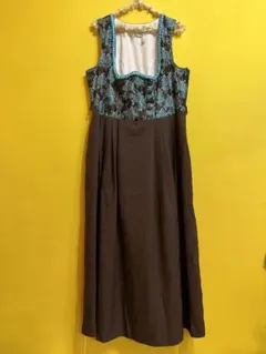 ロングワンピース　ドイツ製　ブラウン　茶　レディース　vintage