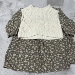 花柄ワンピースとニットセーターセット 120