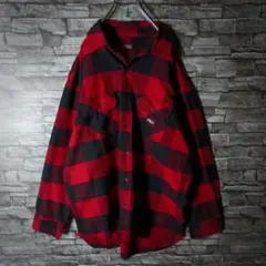 特大☆Dickiesブロックチェック長袖ネルシャツ アメカジ アウトロー 3L
