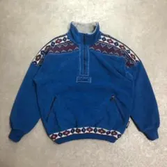 希少90sヴィンテージイタリア製ネイティブ柄ハーフジップ フリースポーラテック