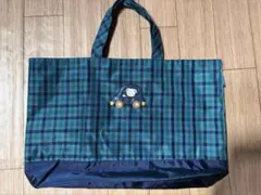 familiar 青チェック　レッスンバッグ