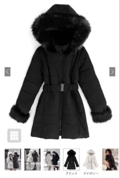 ファー付きダウンコート 黒　kd13 GRL