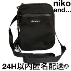 美品niko and ... ニコアンドウォレットミニショルダー　ブラック