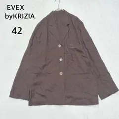 EVEX by KRIZIA 茶 テーラードジャケット XL 麻混 i6950のサムネイル