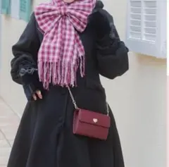 青木美沙子 リボンマフラー ストール チェック 赤 レッド しまむらのサムネイル