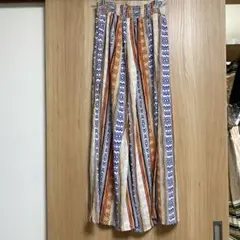 マルチカラー エスニック柄 ワイドパンツ リラックスパンツ レディース
