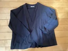 ブラックレディースノーカラージャケット M-L