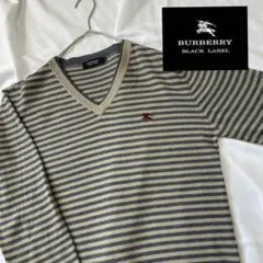 古着　バーバリー　ブラックレーベル　Burberry 春ニット　ワンポイントロゴ