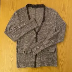 【アダムエロペ】麻ウール 薄手カーディガン オシャレ くるみボタン