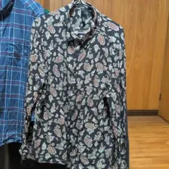 H＆Mのペイズリー柄 長袖シャツ 黒 ＸＬ