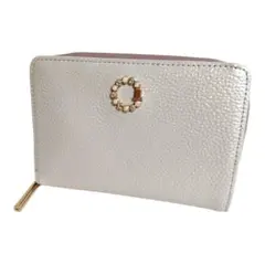 【美品】ランバン　折りたたみ財布ジップファスナービジュー