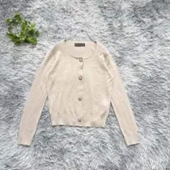 CECIL McBEE M ビジューボタン ベージュ カーディガン 薄手 長袖