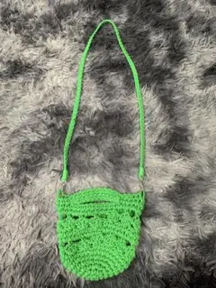 グリーン クロシェショルダーバッグ