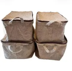 【本日限定】無印風 ソフトボックス　布製 フタ付 収納ケース 4個セット