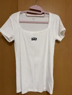 GAP リブ編み スクエアネック 半袖Tシャツ ホワイト s