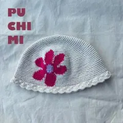 クラッシャーハット　クロシェハット　ニット　バゲハ　ビーニー　 花　サマー