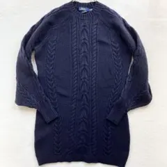 【美品】ポロラルフローレン ケーブルニット セーター ロング クルーネック
