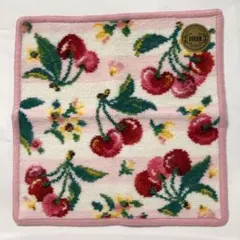 FEILER チェリー柄 シュニール織ハンカチ ピンク