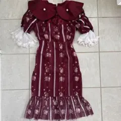 Swankiss 貴族ドレス バーガンディ フリル付きドレス