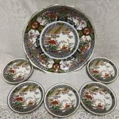 古伊万里 金欄色絵 献上 桃手紋 膾皿 角富 5客 九谷・輪島塗・李朝
