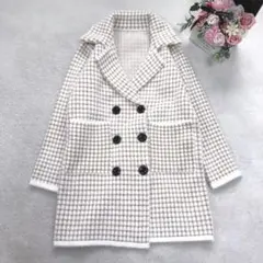 美品 ニットコート レディースアウター ジャケット シンプル カジュアル 総柄