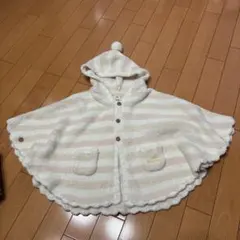 pique フード付きストライプポンチョ M