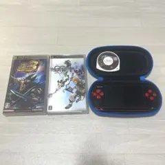 PSP本体、カセット3つセット、PSPケース