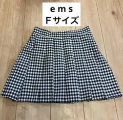 レディース　スカート　ミニスカート　プリーツ　フレア　チェック　白黒　ems　Ｆのサムネイル
