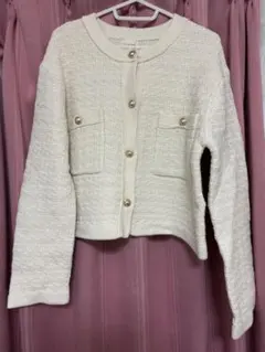 GU ホワイト 長袖カーディガン ボタン付き