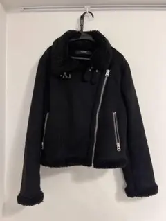 ZARA BASIC ボア襟ライダースジャケット ブラック　Mサイズ