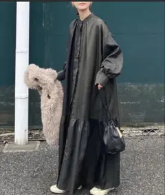 ボリュームスリーブ ロングワンピース