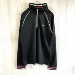 美品 フィラ FILA ハーフジップ トップス トレーナー ジャージ 黒 Lのサムネイル