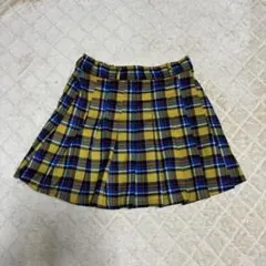 【SPINNS】プリーツスカート ミニ 黄 チェック