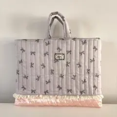 レッスンバッグ　リボン　ピンク