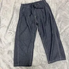 GUデニム ワイドパンツ ウエストゴム 紐付きMサイズ