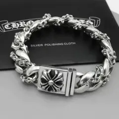 ブレスレット　アクセサリー　ファンシー　クロスチェーン　メンズ　シルバー　重厚感