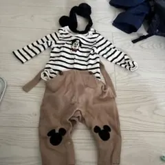 ミッキーマウス ストライプロンパース 95cm未満