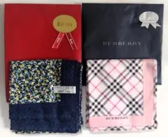 バーバリー チエック柄&リバティ 花柄 ハンカチ 2枚セット