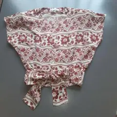 花柄半袖シャツ ウエストリボン付き