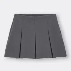GU ローウエストプリーツミニスカート グレー