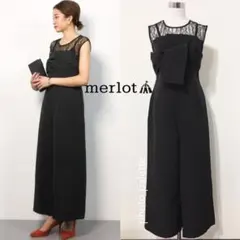 完売品 merlot plus フロントリボンビスチェ風 オールインワン ドレス