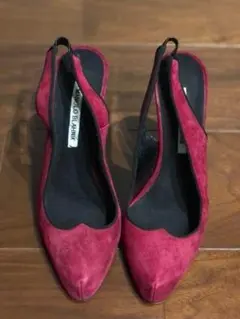 MANOLO BLAHNIK スエード スリングバック パンプス ボルドーのサムネイル