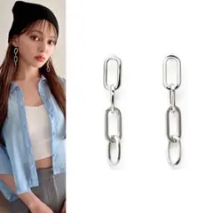 GRL チェーンロングピアス シルバーピアス