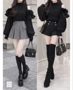 GRL❤️新品未使用 フェザーショルダーオープンニットトップス