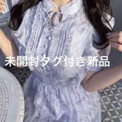 エブリンEvelyn ラメフリル花柄OP ワンピース　ブルー